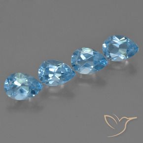 Gemas de Topacio Azul Suizo natural de 3.35 ct, En forma de pera, VS