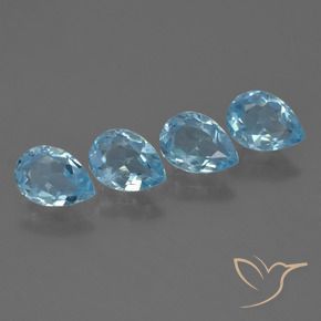 Gemas de Topacio Azul Cielo natural de 3.47 ct, En forma de pera, VS
