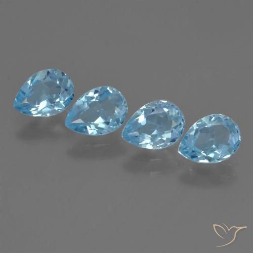3.41ctw Natural Azul Suizo Topacio, En forma de pera, VS