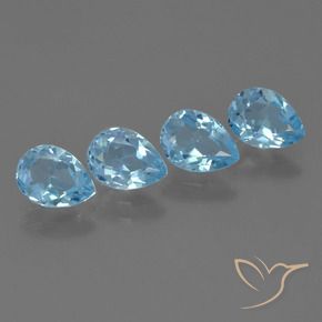 Gemas de Topacio Azul Suizo natural de 3.41 ct, En forma de pera, VS