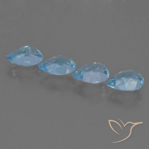 Gemas de Topacio Azul Suizo natural de 3.41 ct, En forma de pera, VS