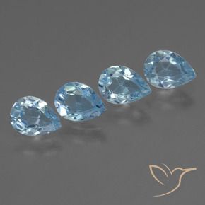 Gemas de Topacio Azul Cielo natural de 3.37 ct, En forma de pera, VS