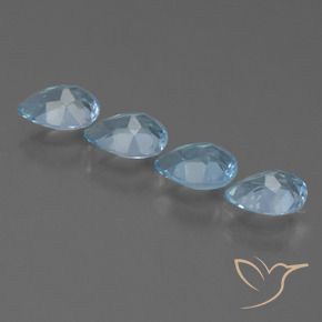 Gemas de Topacio Azul Cielo natural de 3.37 ct, En forma de pera, VS