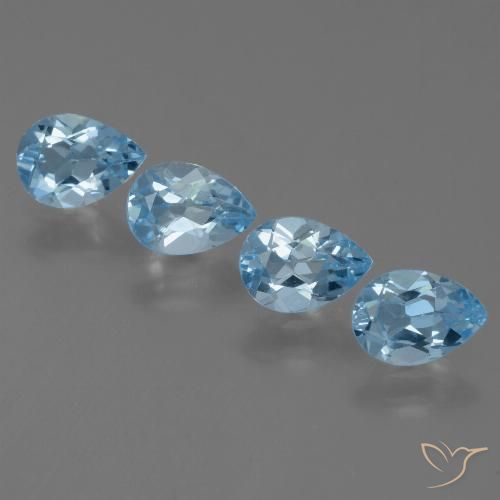 3.41ctw Natural Azul Suizo Topacio, En forma de pera, VS