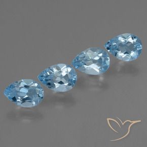 Gemas de Topacio Azul Suizo natural de 3.41 ct, En forma de pera, VS