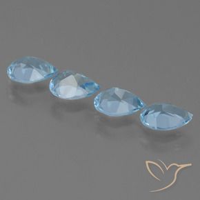 Gemas de Topacio Azul Suizo natural de 3.41 ct, En forma de pera, VS