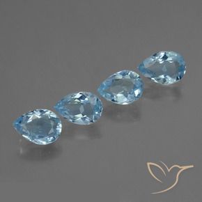 Gemas de Topacio Azul Cielo natural de 3.27 ct, En forma de pera, VS