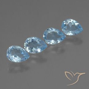 Gemas de Topacio Azul Cielo natural de 3.39 ct, En forma de pera, VS