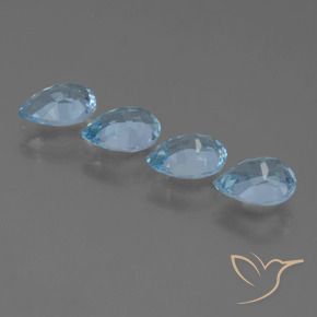 Gemas de Topacio Azul Cielo natural de 3.39 ct, En forma de pera, VS