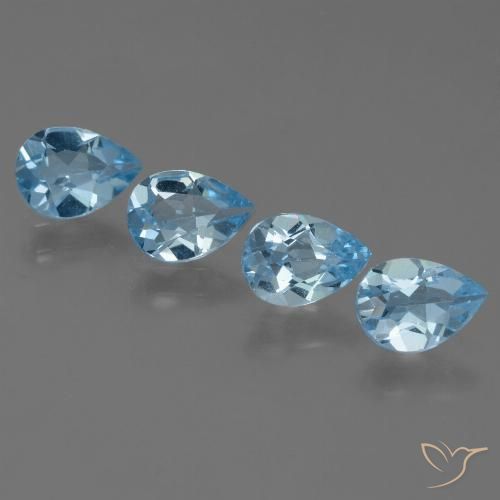 3.10ctw Natural Azul Suizo Topacio, En forma de pera, VS