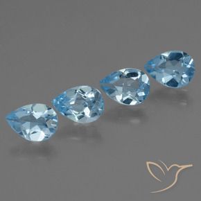 Gemas de Topacio Azul Suizo natural de 3.10 ct, En forma de pera, VS