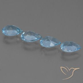 Gemas de Topacio Azul Suizo natural de 3.10 ct, En forma de pera, VS