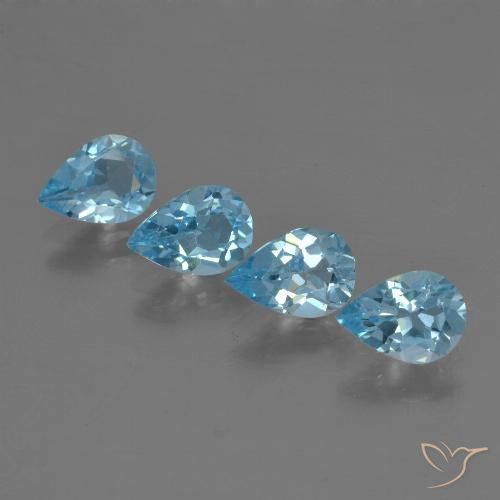 2.74ctw Natural Azul Suizo Topacio, En forma de pera, VS