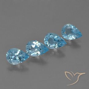Gemas de Topacio Azul Suizo natural de 2.74 ct, En forma de pera, VS