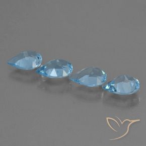 Gemas de Topacio Azul Suizo natural de 2.74 ct, En forma de pera, VS