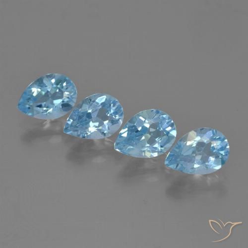 3.36ctw Natural Azul Suizo Topacio, En forma de pera, VS