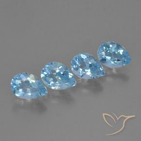 Gemas de Topacio Azul Suizo natural de 3.36 ct, En forma de pera, VS