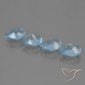 Gemas de Topacio Azul Suizo natural de 3.36 ct, En forma de pera, VS