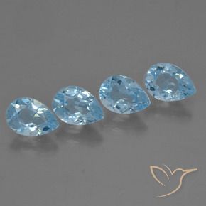 Gemas de Topacio Azul Cielo natural de 3.51 ct, En forma de pera, VS