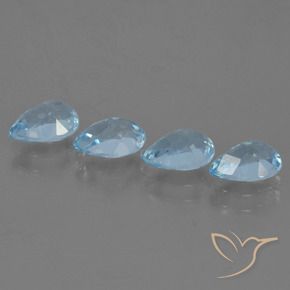 Gemas de Topacio Azul Cielo natural de 3.51 ct, En forma de pera, VS