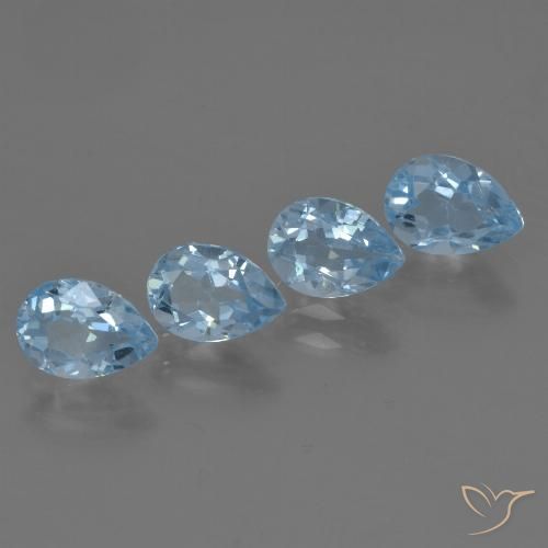 3.35ctw Natural Azul Suizo Topacio, En forma de pera, VS