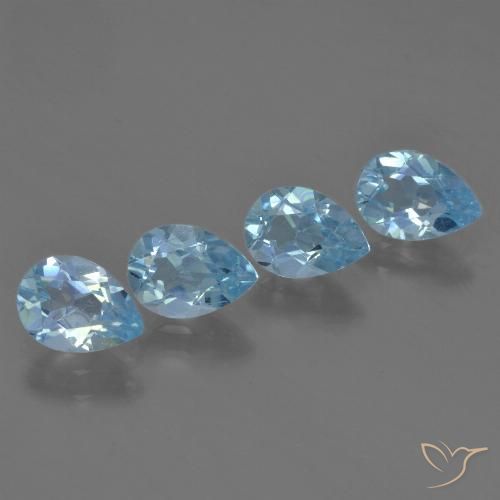 3.16ctw Natural Azul Suizo Topacio, En forma de pera, VS