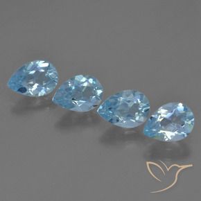 Gemas de Topacio Azul Suizo natural de 3.16 ct, En forma de pera, VS