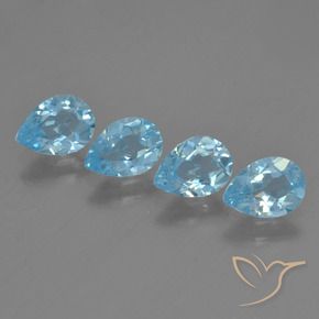 Gemas de Topacio Azul Cielo natural de 3.04 ct, En forma de pera, VS