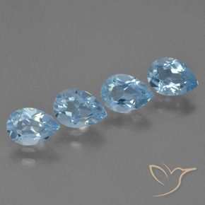 Gemas de Topacio Azul Suizo natural de 3.30 ct, En forma de pera, VS