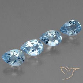 Gemas de Topacio Azul Suizo natural de 3.20 ct, En forma de pera, VS