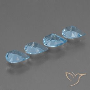 Gemas de Topacio Azul Cielo natural de 2.87 ct, En forma de pera, VS