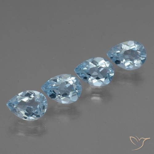 Gemas de Topacio Azul Cielo natural de 3.43 ct, En forma de pera, VS