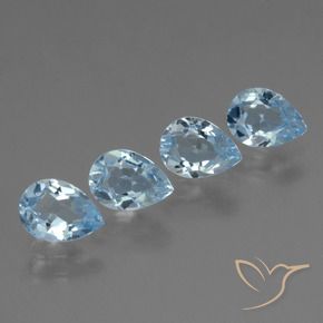 Gemas de Topacio Azul Cielo natural de 3.42 ct, En forma de pera, VS