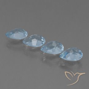 Gemas de Topacio Azul Cielo natural de 3.42 ct, En forma de pera, VS