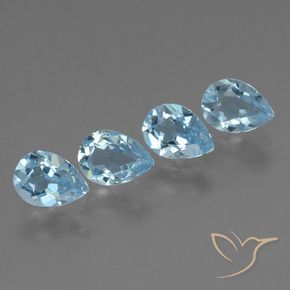 Gemas de Topacio Azul Cielo natural de 3.43 ct, En forma de pera, VS