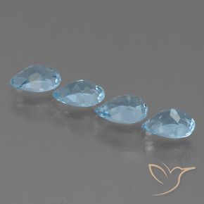 Gemas de Topacio Azul Cielo natural de 3.43 ct, En forma de pera, VS