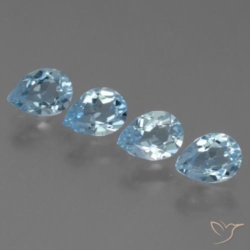 Gemas de Topacio Azul Cielo natural de 3.26 ct, En forma de pera, VS