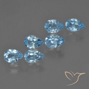 Gemas de Topacio Azul Suizo natural de 3.44 ct, En forma de pera, VS