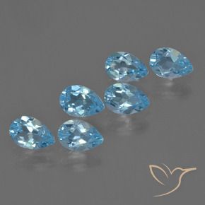 Gemas de Topacio Azul Suizo natural de 3.02 ct, En forma de pera, VS