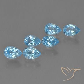 Gemas de Topacio Azul Suizo natural de 3.68 ct, En forma de pera, VS