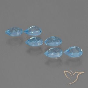 Gemas de Topacio Azul Suizo natural de 3.68 ct, En forma de pera, VS