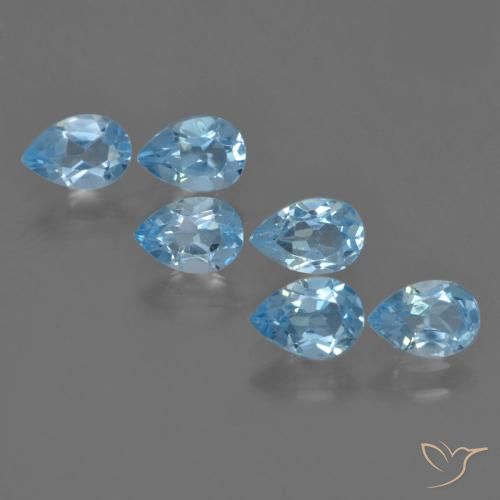 3.16ctw Natural Azul Suizo Topacio, En forma de pera, VS