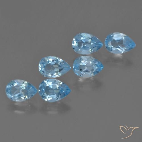 Gemas de Topacio Azul Suizo natural de 3.16 ct, En forma de pera, VS