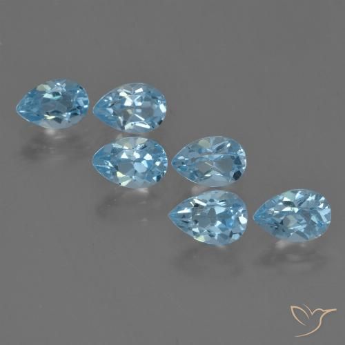 3.38ctw Natural Azul Suizo Topacio, En forma de pera, VS