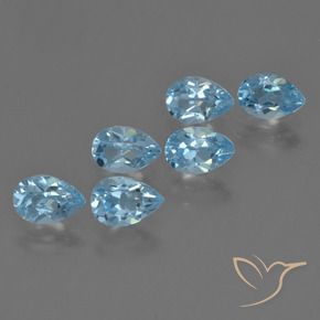 Gemas de Topacio Azul Suizo natural de 3.38 ct, En forma de pera, VS