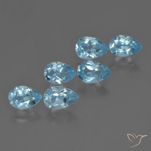 Gemas de Topacio Azul Cielo natural de 3.12 ct, En forma de pera, VS