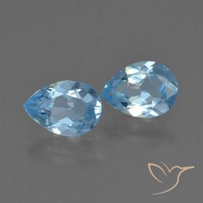 Gemas de Topacio Azul Suizo natural de 1.56 ct, En forma de pera, VVS-VS