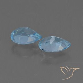 Gemas de Topacio Azul Suizo natural de 1.56 ct, En forma de pera, VVS-VS