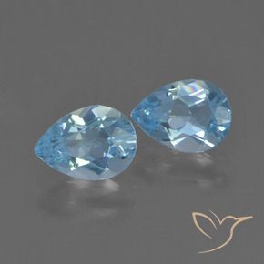 Gemas de Topacio Azul Suizo natural de 1.65 ct, En forma de pera, VVS-VS