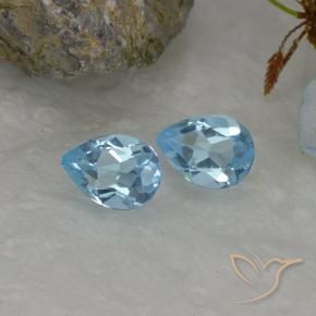 Gemas de Topacio Azul Cielo natural de 1.67 ct, En forma de pera, VVS-VS